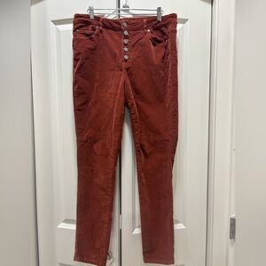 Simply Vera Vera Wang High Rise Rust Color Corduroy Pants 12